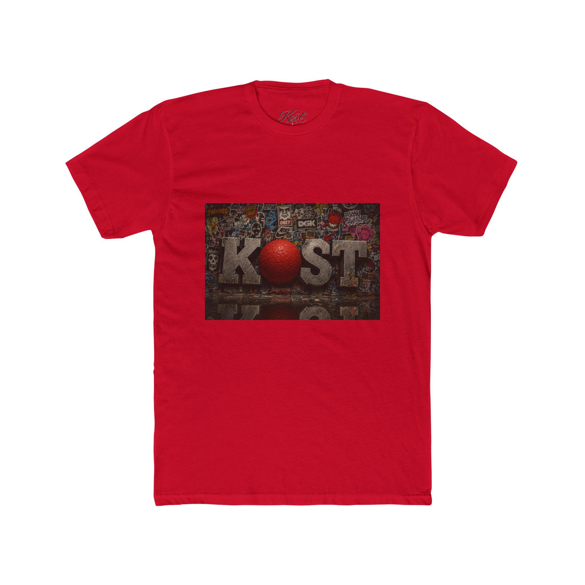 KØST Vintage Sticker Collage Tee — Red Heart Logo Graphic T‑Shirt
