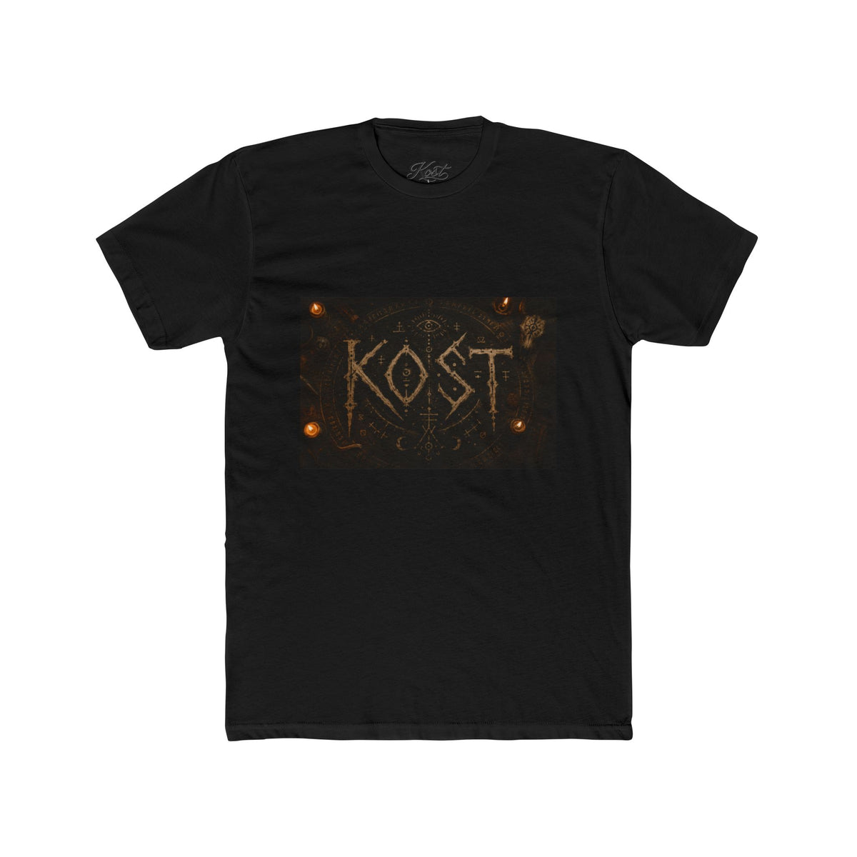 KÖST Rustic Firebrand Tee — Vintage Burned Lettering Graphic T-Shirt