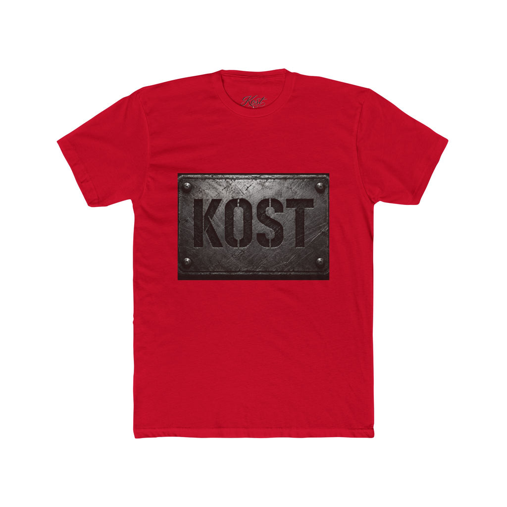KOST Industrial Metal Plaque T‑Shirt — Vintage Steel Nameplate Tee