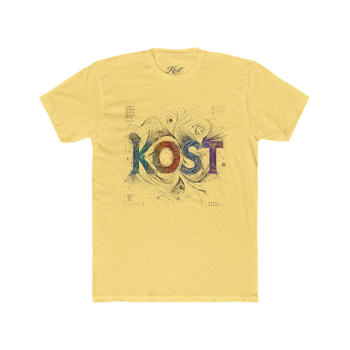KOST Graphic Tee — Colorful Abstract Lettering Cotton T‑Shirt