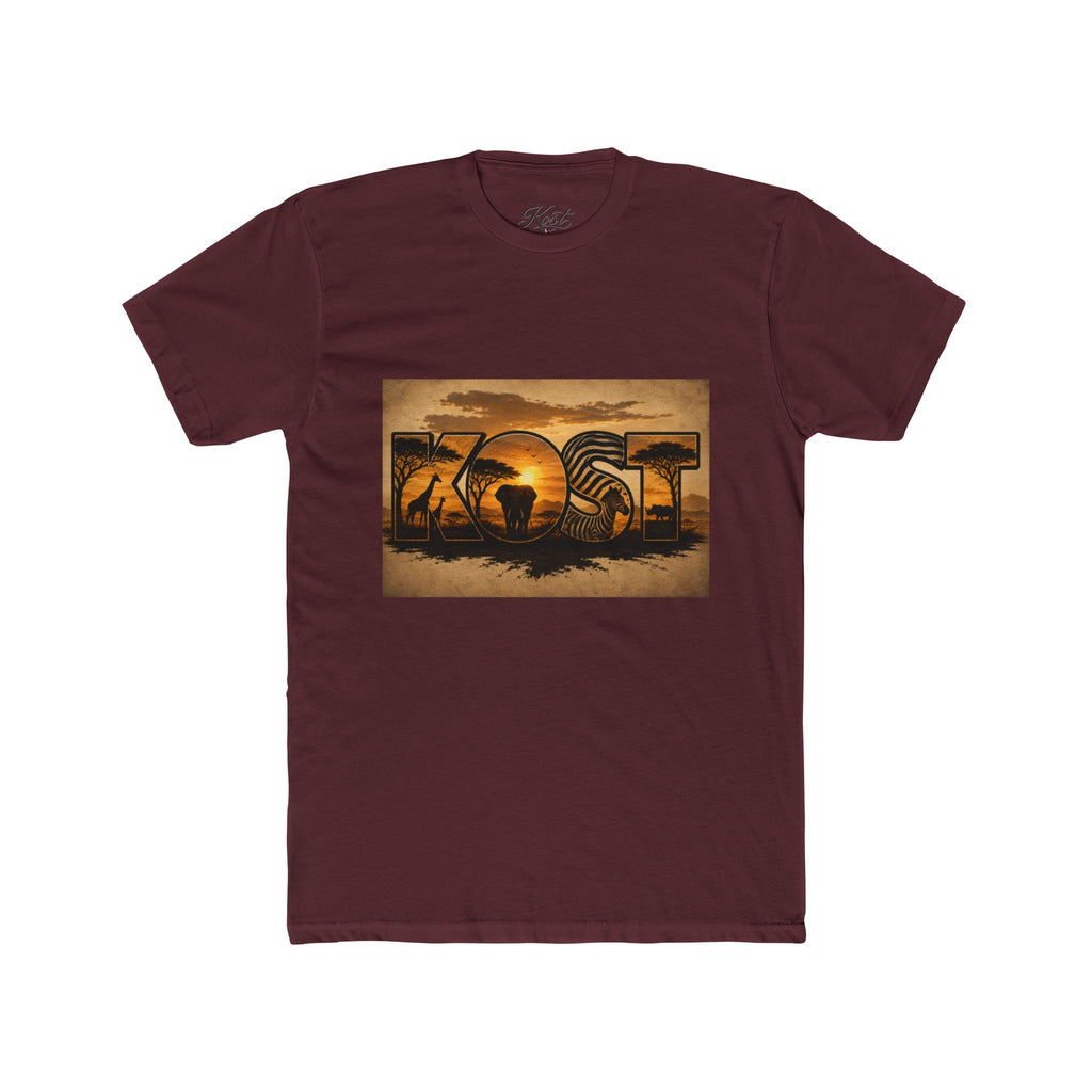 African Safari Sunset T-Shirt - Elephant & Acacia Silhouette Tee