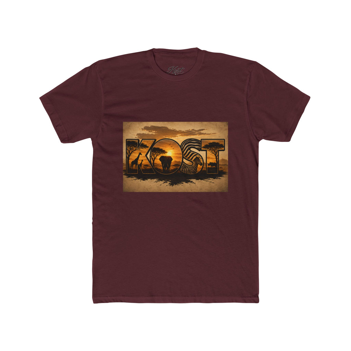 African Safari Sunset T-Shirt - Elephant & Acacia Silhouette Tee