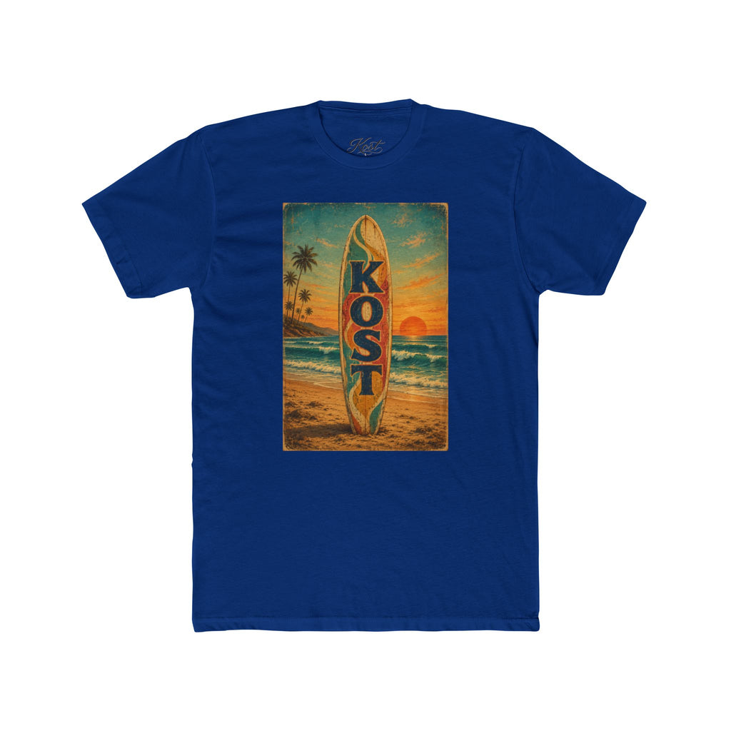 Surfboard Beach Tee – 'KOST' Vintage Sunset Surf Shirt