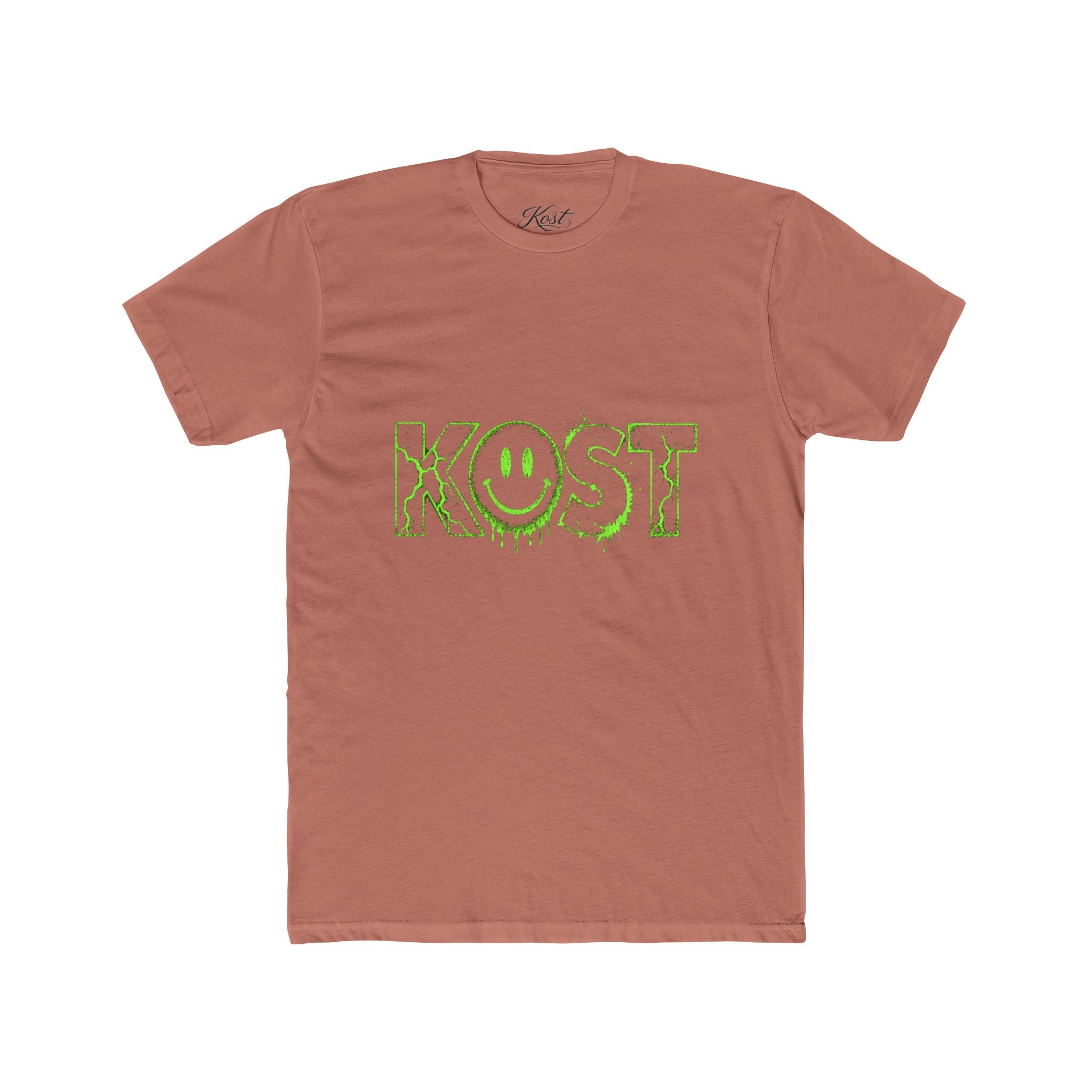KOST Smiley Graphic Tee — Neon Green Drip Logo Cotton T-Shirt