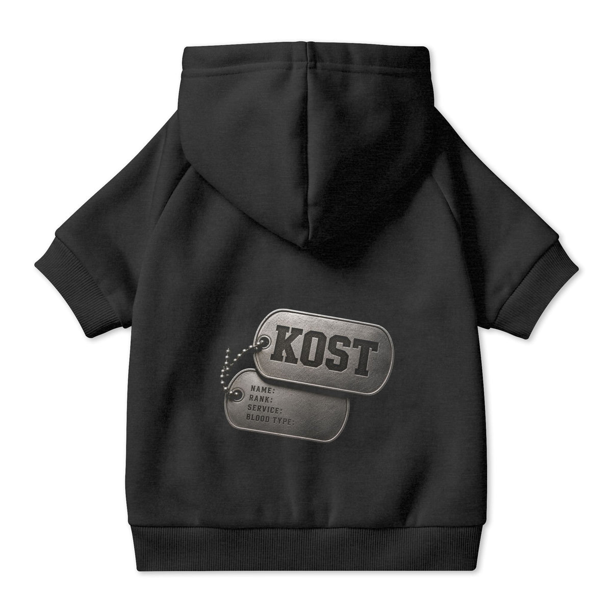 KOST Dog Hoodie – Vintage Military Dog Tag Pet Sweatshirt