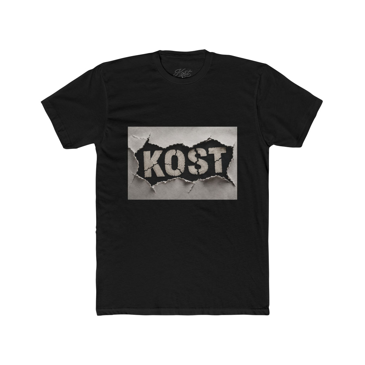KOST Graphic T-Shirt – Distressed Black and White Streetwear Tee
