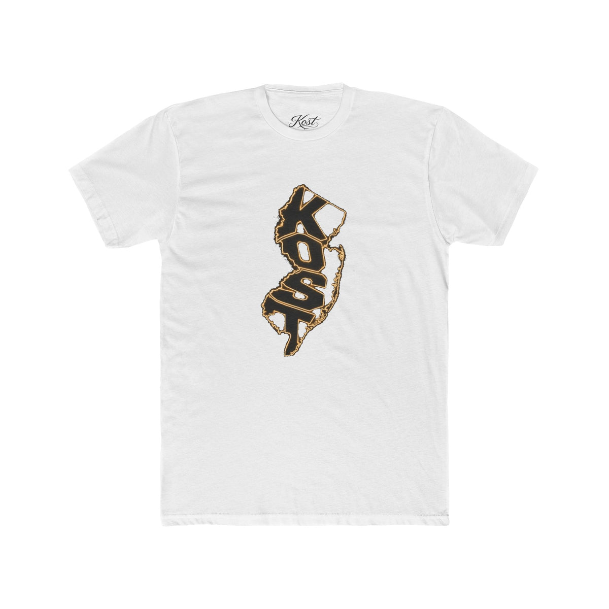 New Jersey KOSO State Outline Tee — Vintage Gold Script Jersey T-Shirt