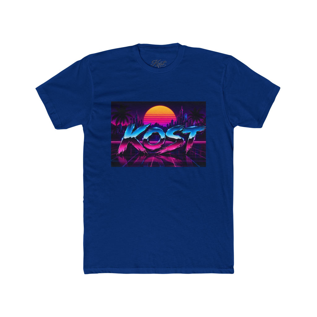 Retro Sunset "ROST" Graphic Tee — 80s Vaporwave Palm Beach T-Shirt