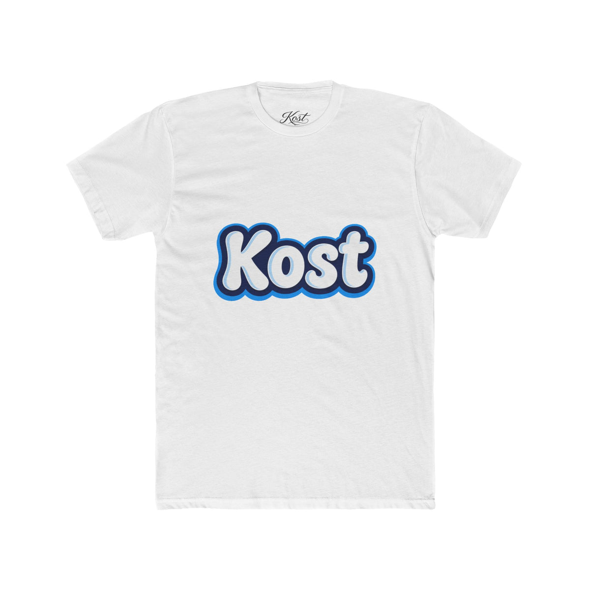 Kost Retro Bubble Logo Tee — White Cotton Crewneck