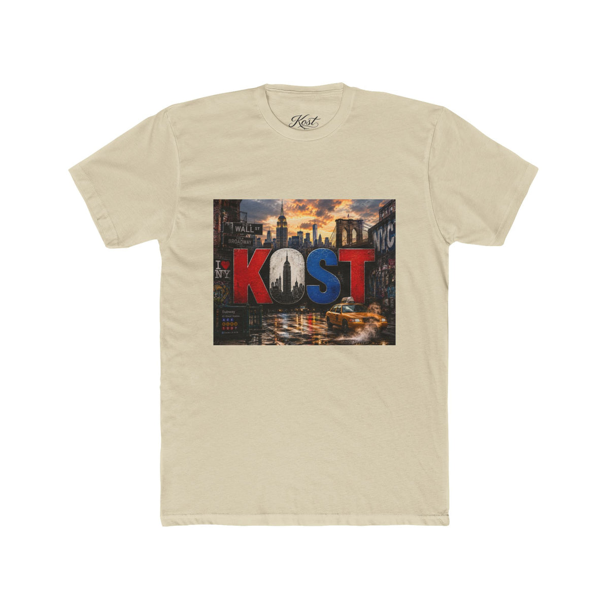 KOST Cityscape Graphic Tee — Red, White & Blue Urban Skyline T-Shirt