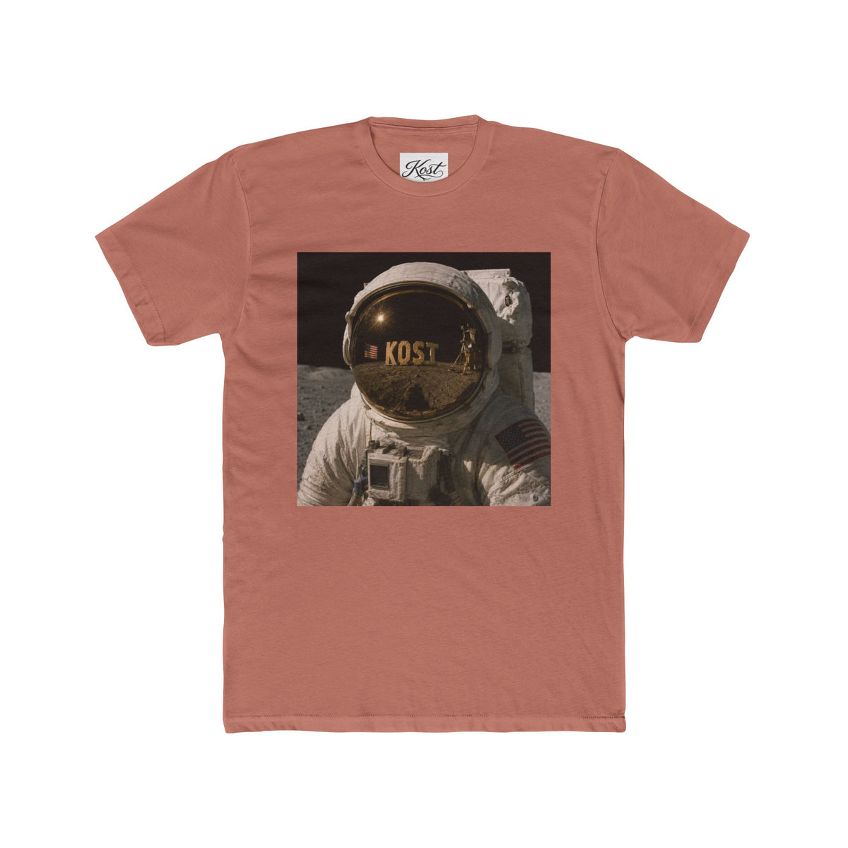Astronaut Helmet Tee — 'KOST' Reflective Space Graphic T‑Shirt