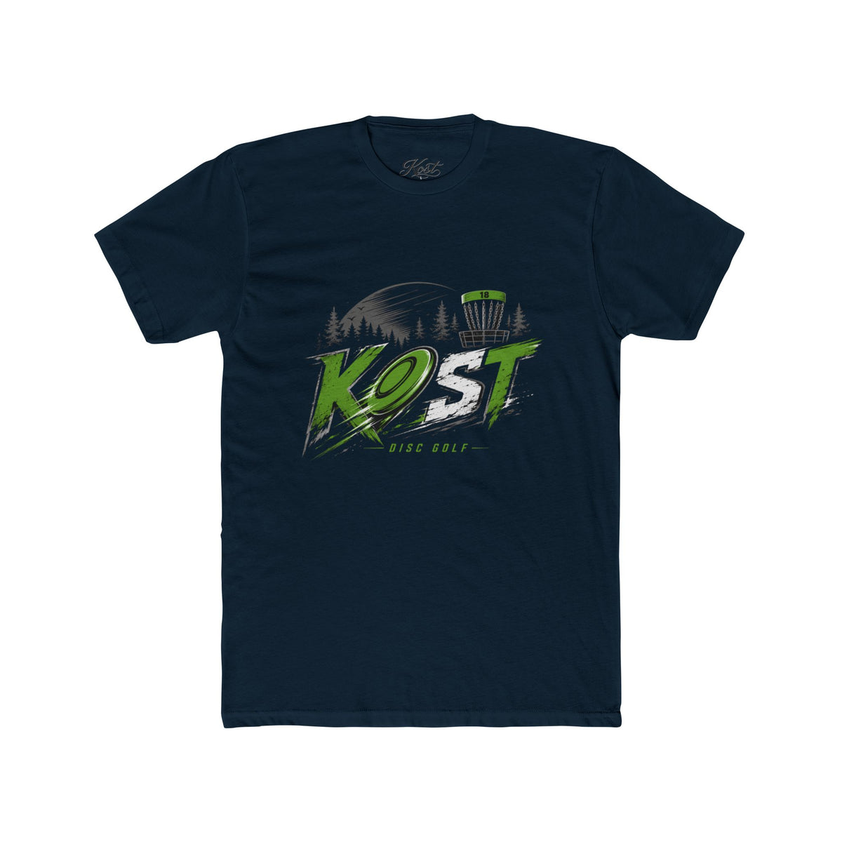 Disc Golf Tee — "K.O.T" Logo Shirt with Basket & Forest Graphic