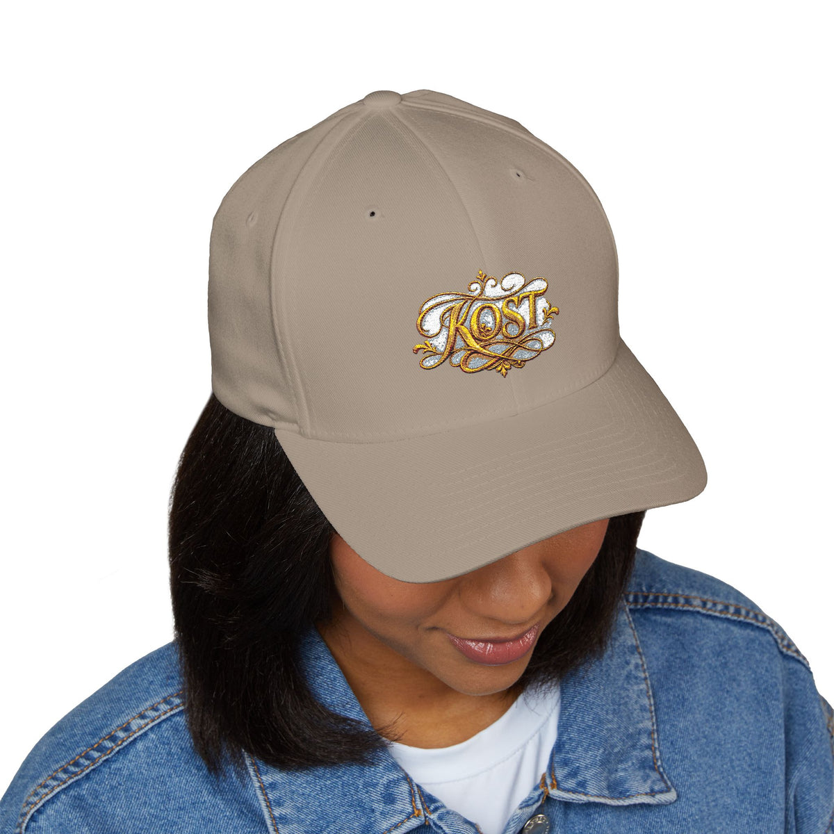 Embroidered 'Kost' Baroque Gold Logo Cap — Structured Closed-Back Hat