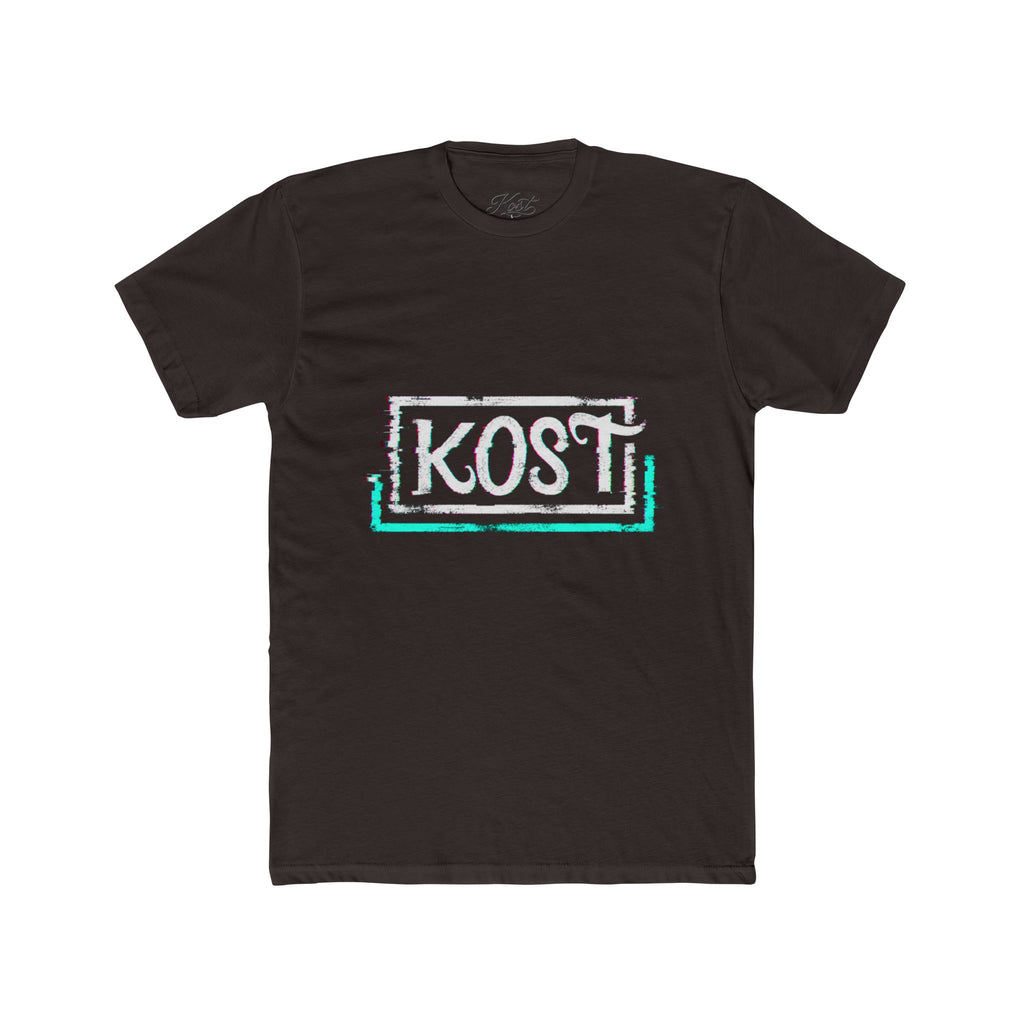 KOSI Retro Outline Logo Tee — White Cotton Crew T-Shirt