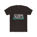 KOSI Retro Outline Logo Tee — White Cotton Crew T-Shirt