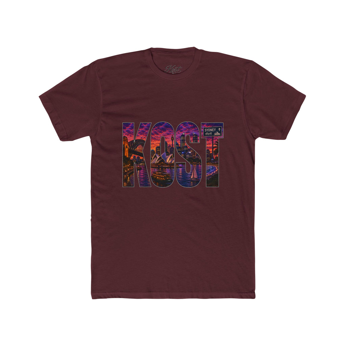 KOST Cityscape Graphic Tee — Vintage Sunset Logo Cotton T‑Shirt