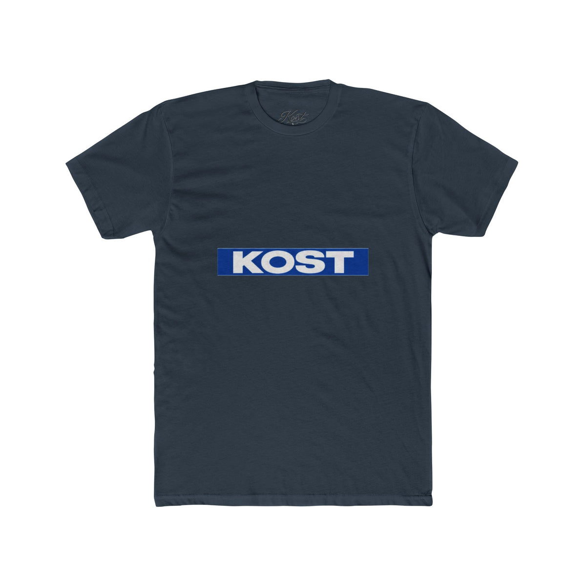 KOST Logo Tee — Retro Blue Box Graphic Cotton T‑Shirt