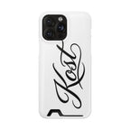 Phone Case with Card Holder – Elegant Black Calligraphy Design