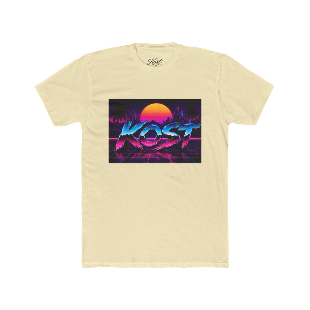 Retro Sunset "ROST" Graphic Tee — 80s Vaporwave Palm Beach T-Shirt