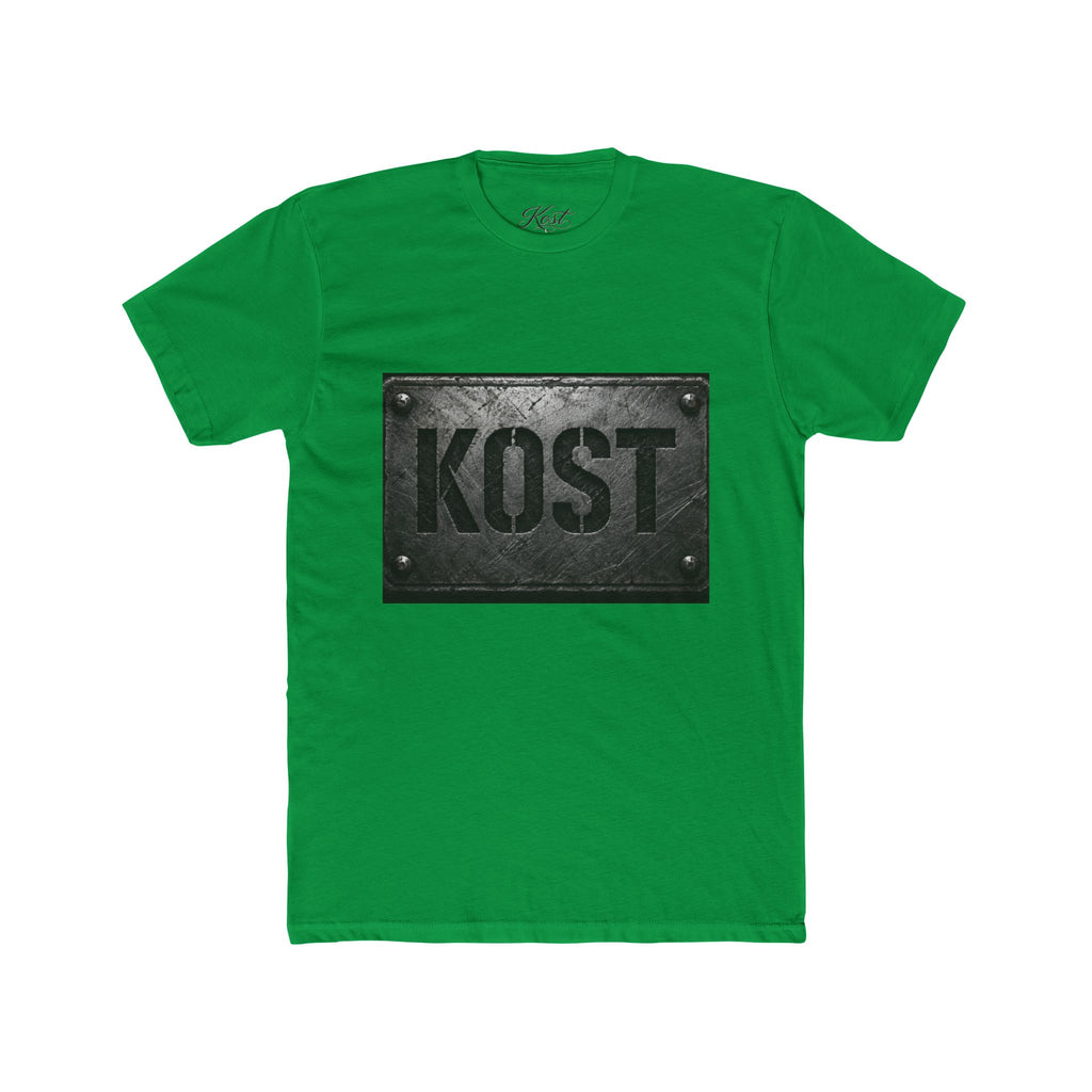 KOST Industrial Metal Plaque T‑Shirt — Vintage Steel Nameplate Tee