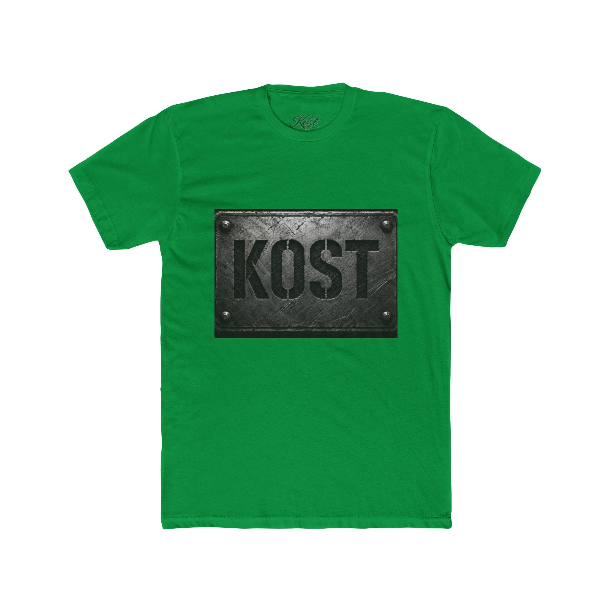 KOST Industrial Metal Plaque T‑Shirt — Vintage Steel Nameplate Tee