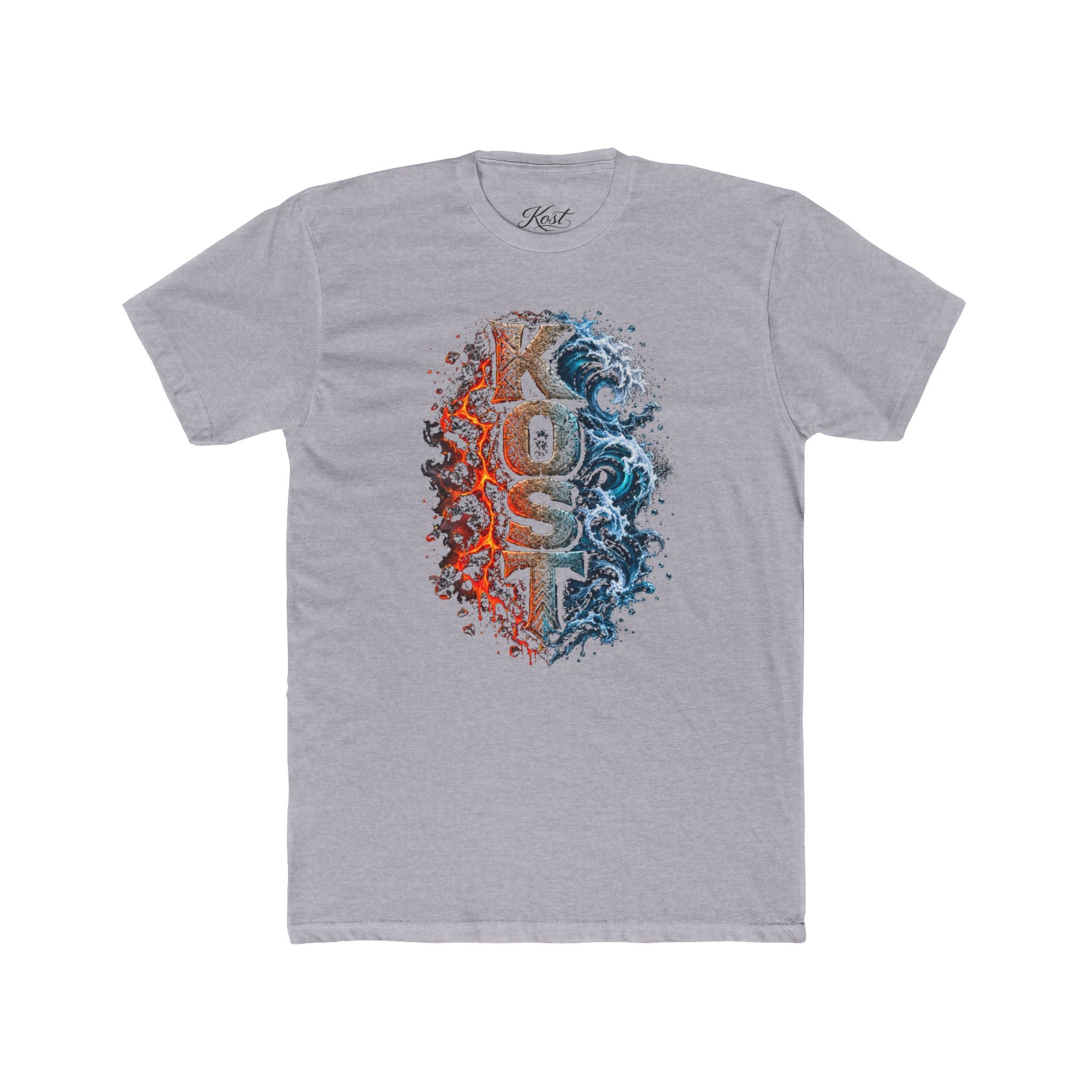 Crew Tee - 'KOSU' Red & Blue Grunge Wave Graphic