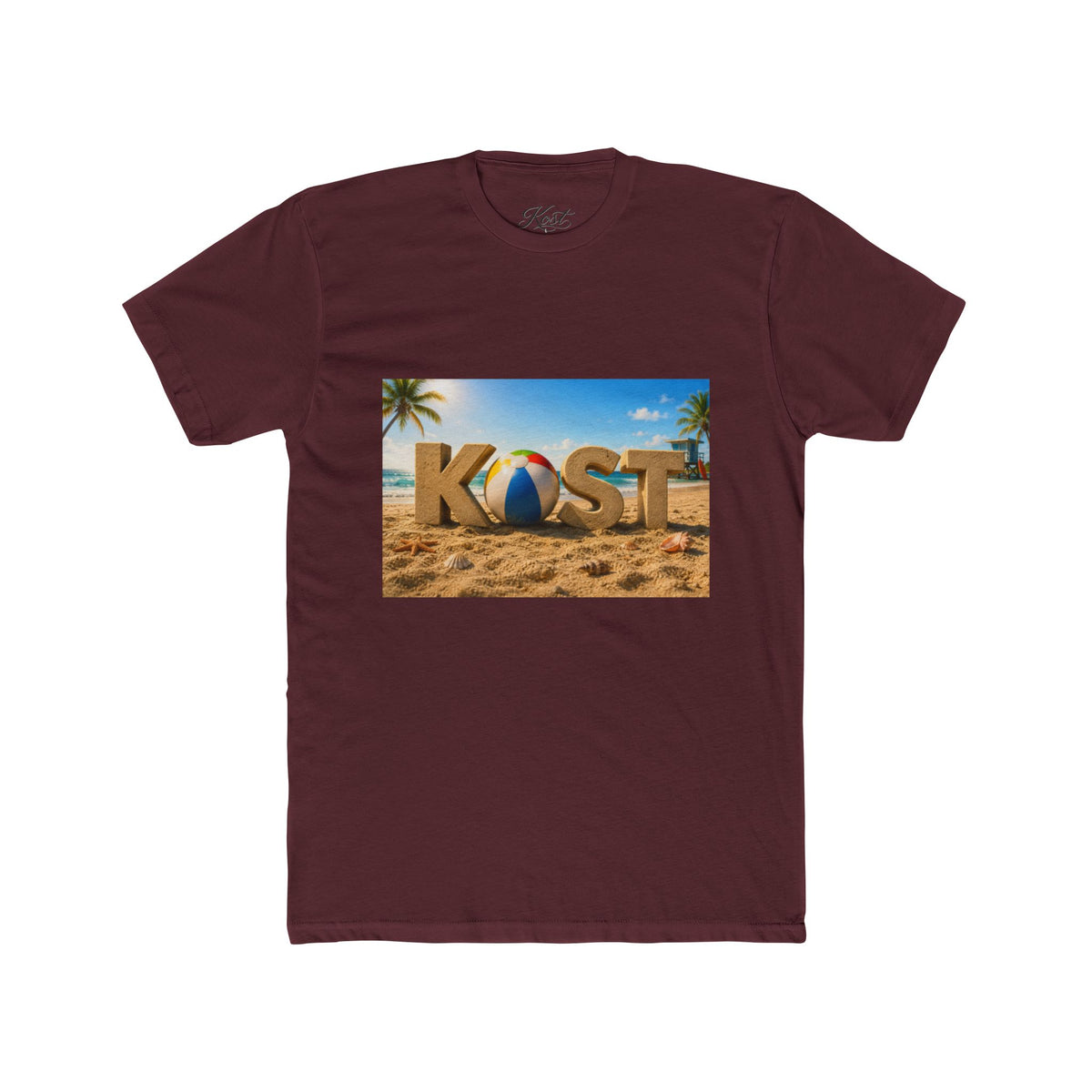 Coastal Beach Tee — 'KOST' Sand & Surf Graphic T-Shirt