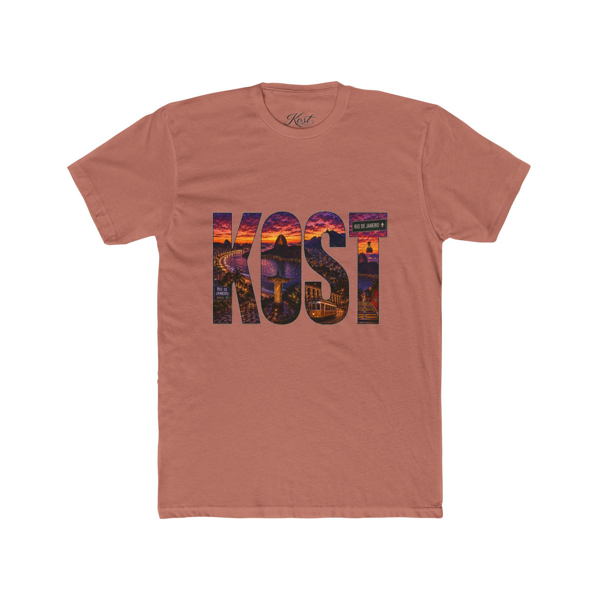 KOST Sunset Graphic Tee — Bold City Name Lettering T-Shirt