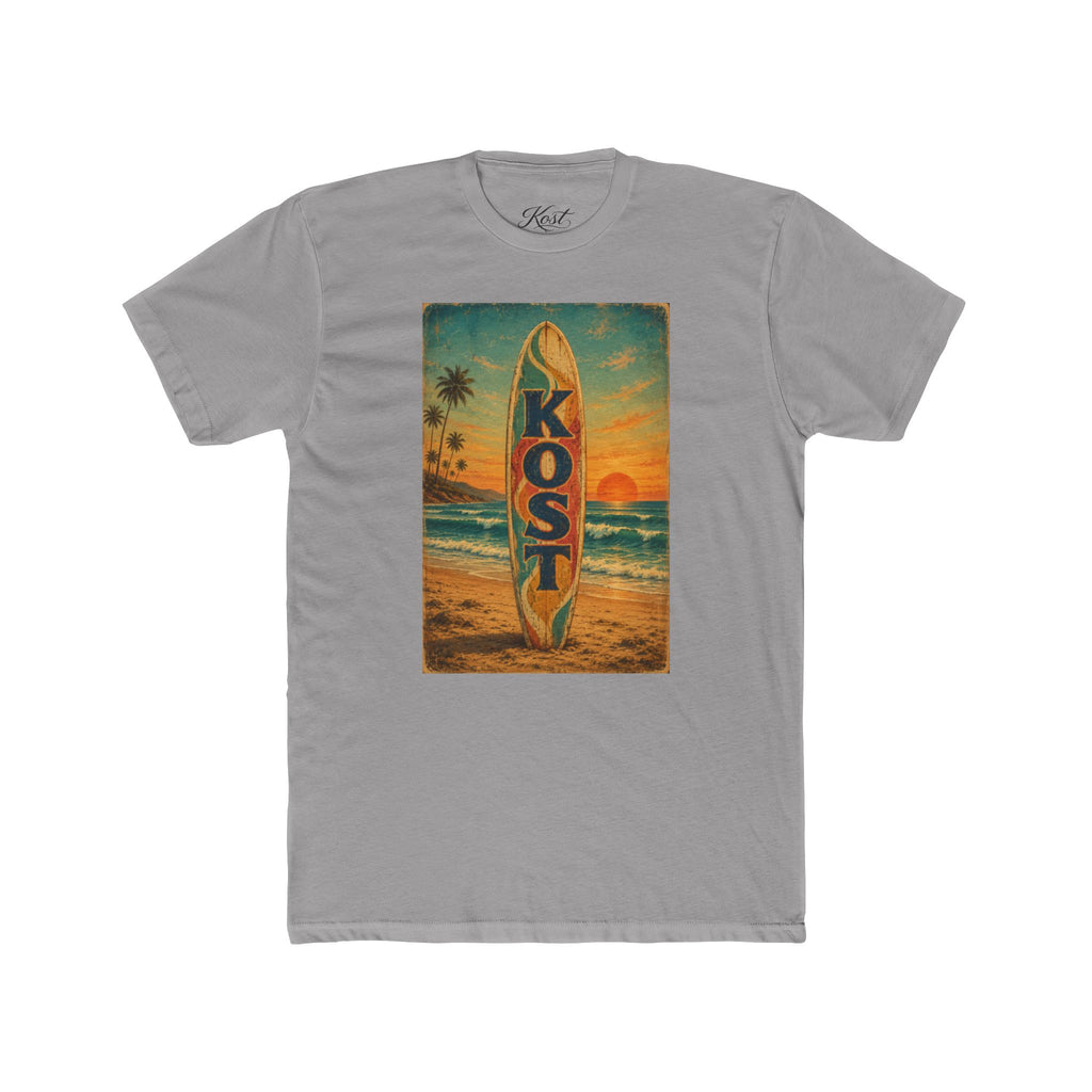 Surfboard Beach Tee – 'KOST' Vintage Sunset Surf Shirt
