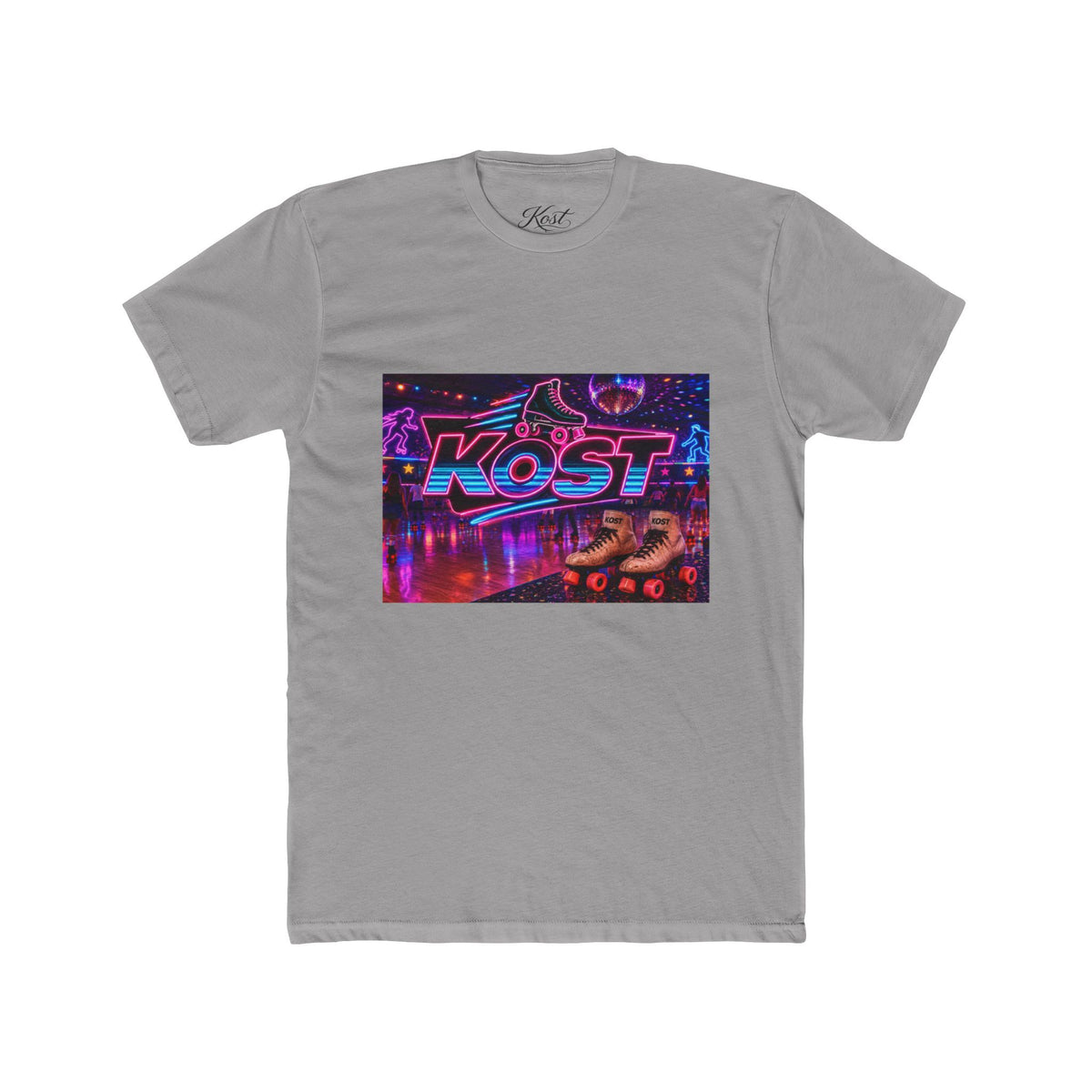 Retro Roller Disco Tee — “KOST” Neon Skate Graphic T-Shirt