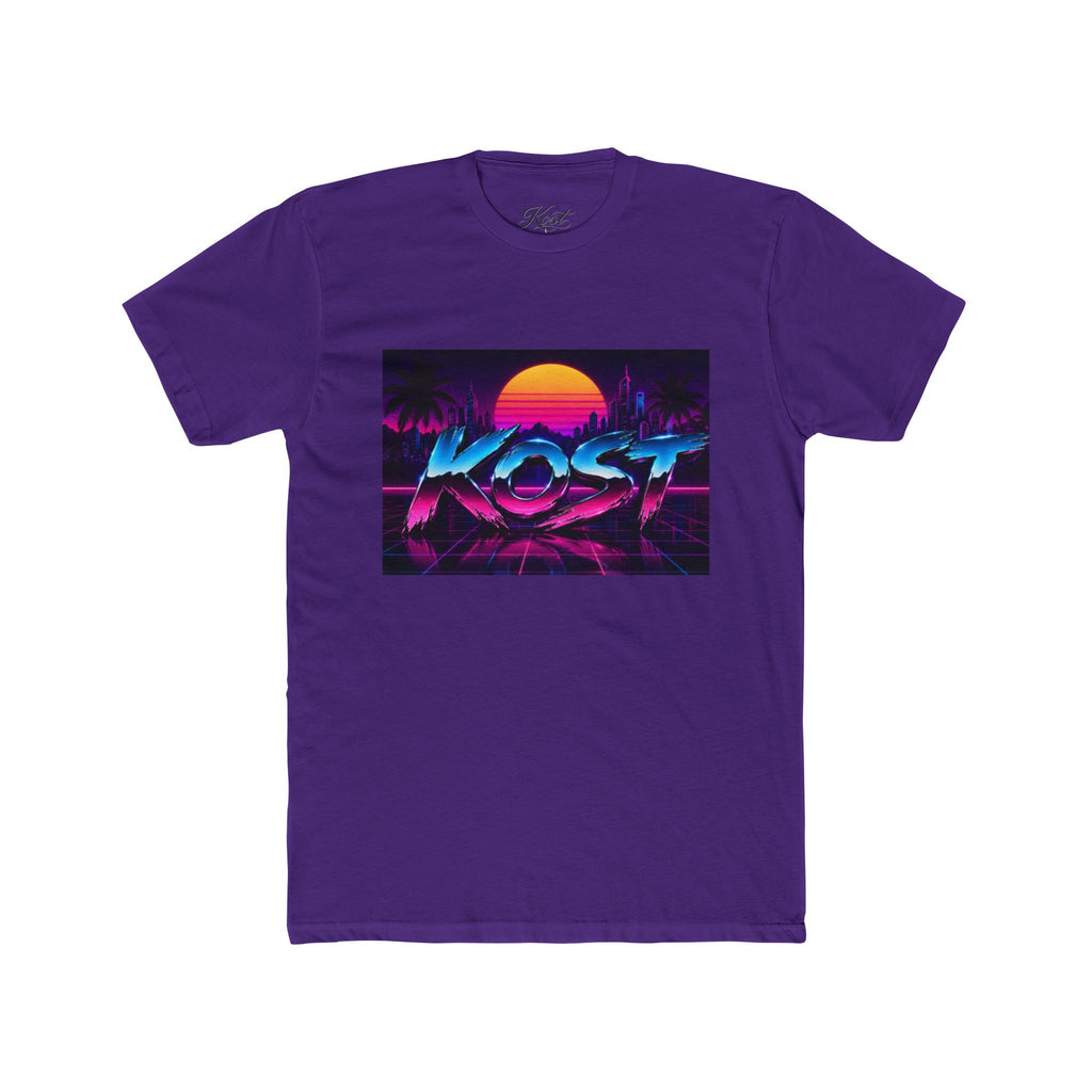 Retro Sunset "ROST" Graphic Tee — 80s Vaporwave Palm Beach T-Shirt