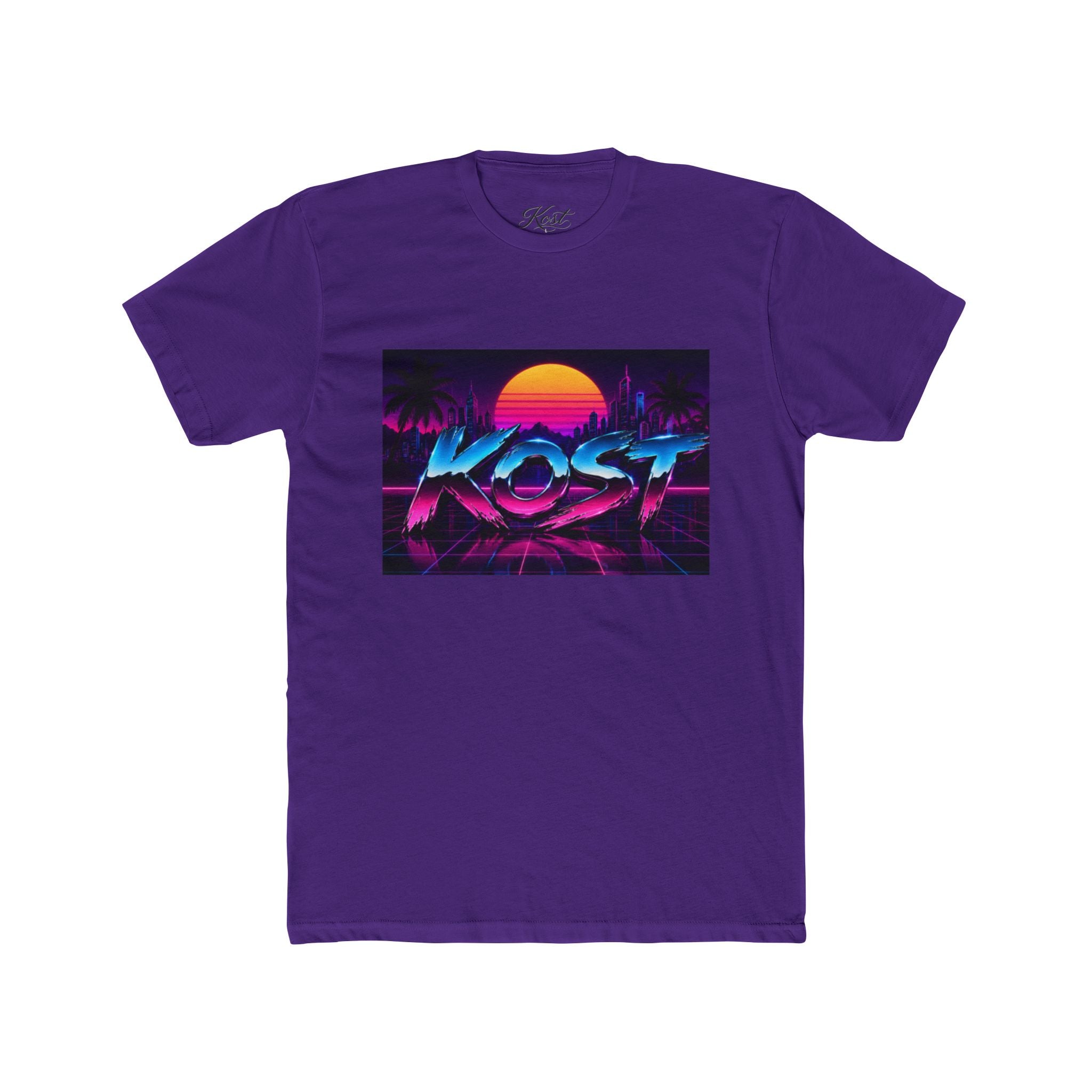 Retro Sunset "ROST" Graphic Tee — 80s Vaporwave Palm Beach T-Shirt