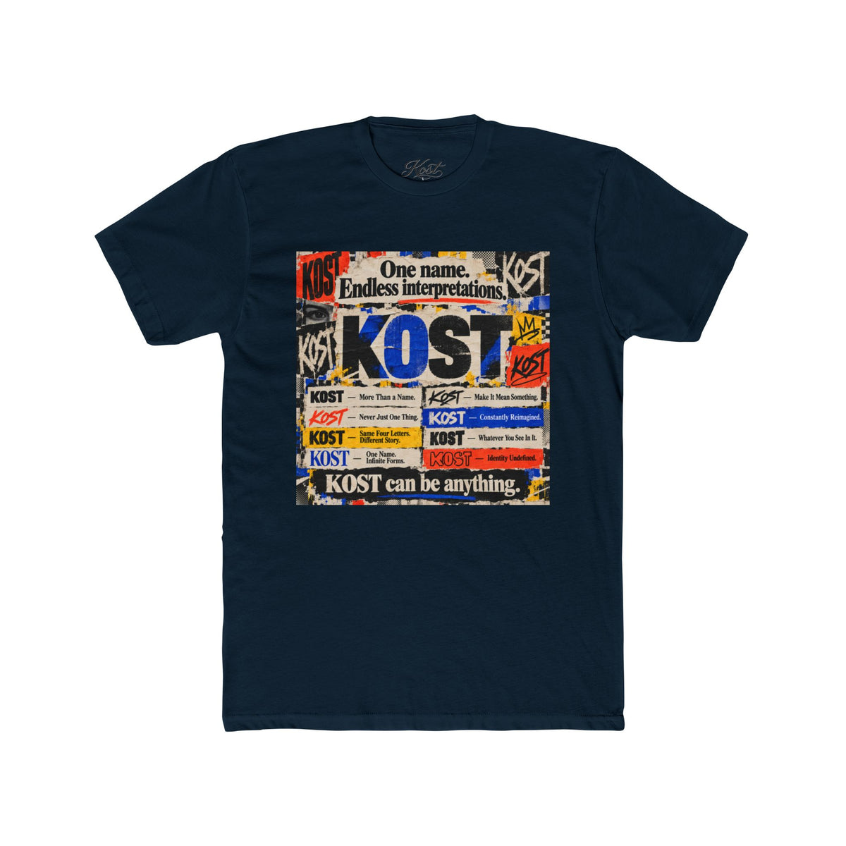 KOST Vintage Patchwork Tee — 'KOST' Collage Graphic Cotton T-Shirt