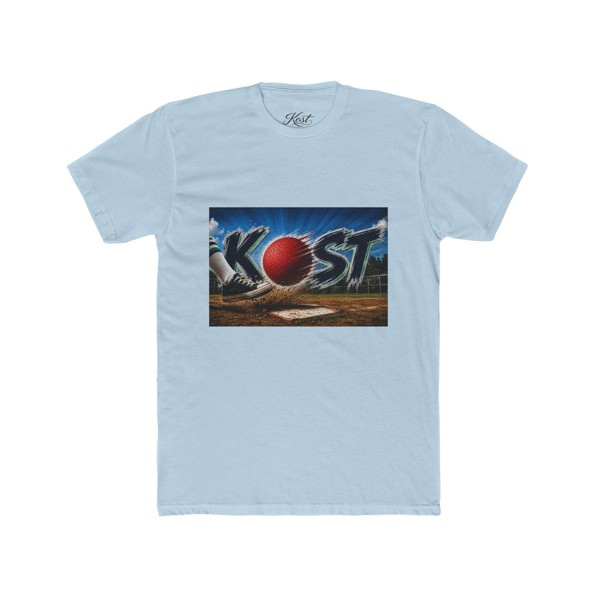 Baseball Graphic Tee — "KOST" Red Ball Field Design