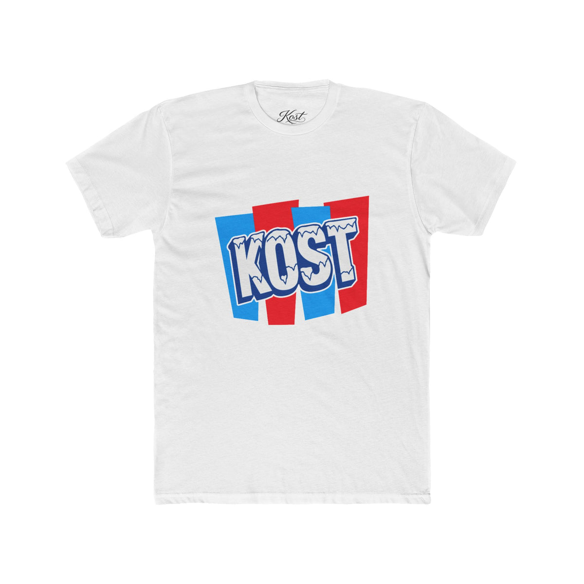 Kost Retro Logo T-Shirt — Red & Blue Graphic Crew Tee