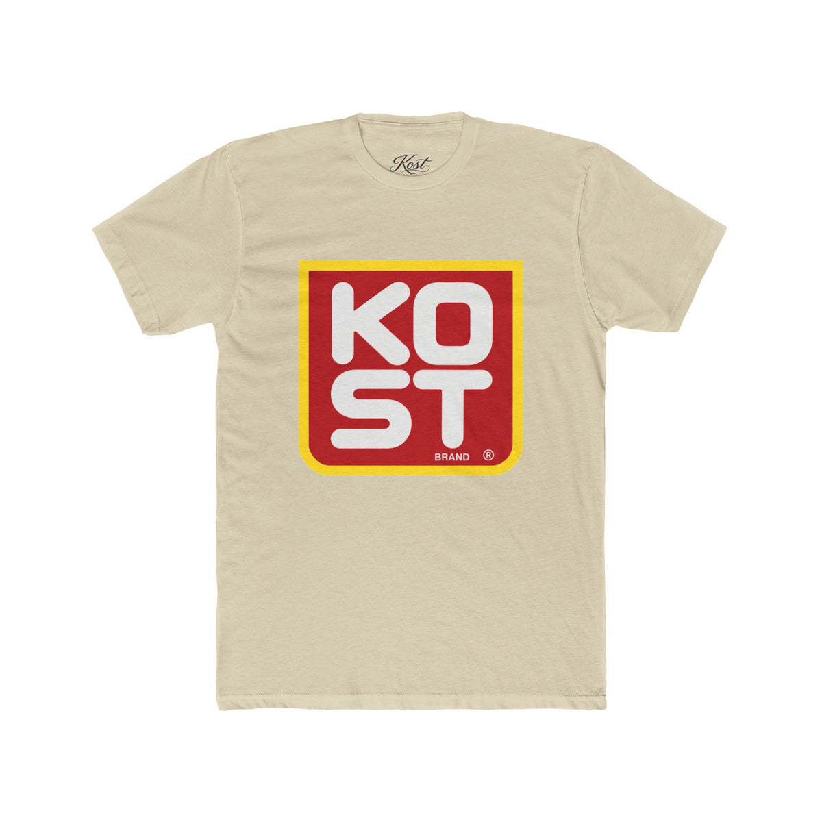 Vintage Retro Logo Tee — "KOST" Bold Square Graphic T-Shirt