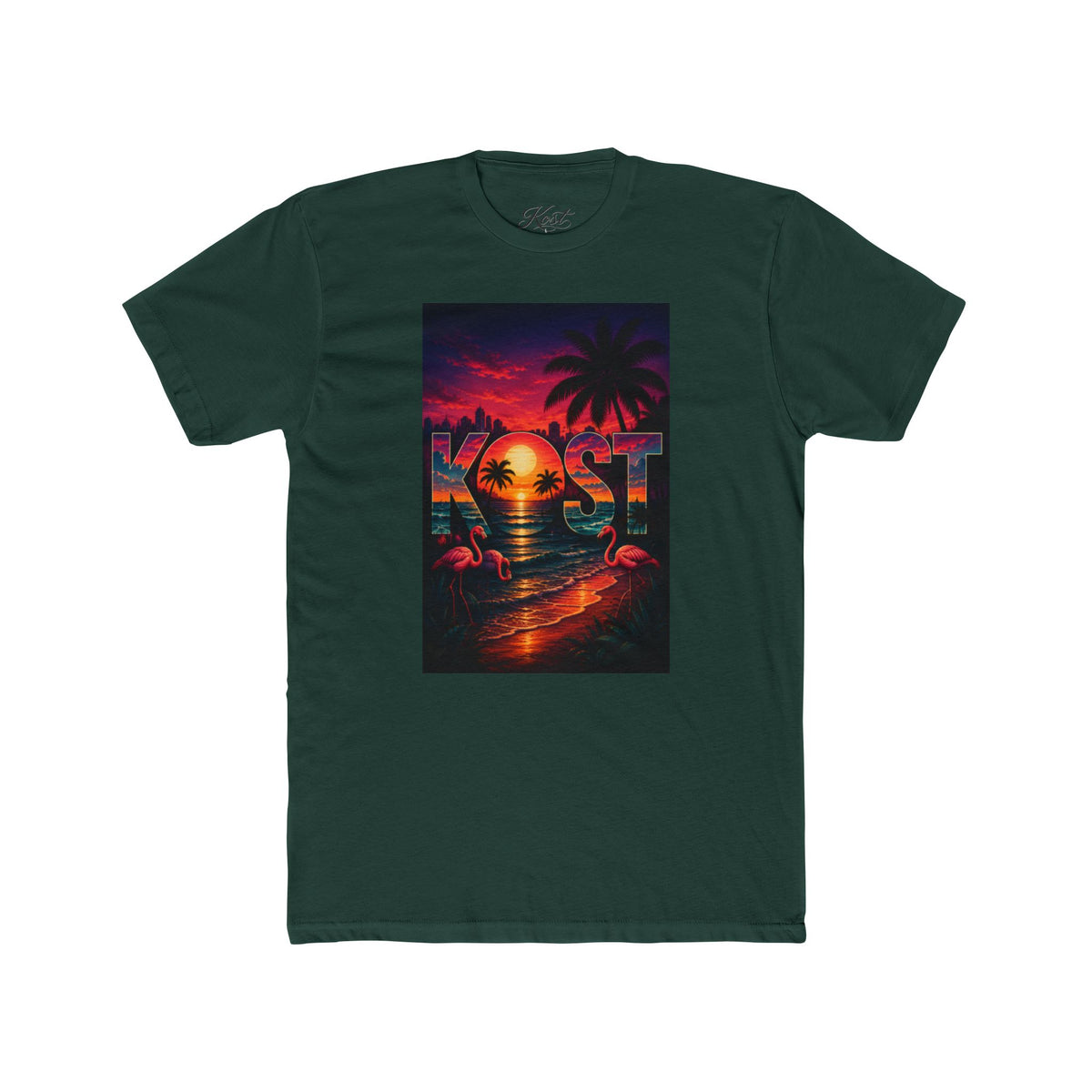 Retro Sunset Beach T-Shirt — 'Coast' Neon Palm Graphic Tee