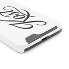 Phone Case with Card Holder – Elegant Black Calligraphy Design
