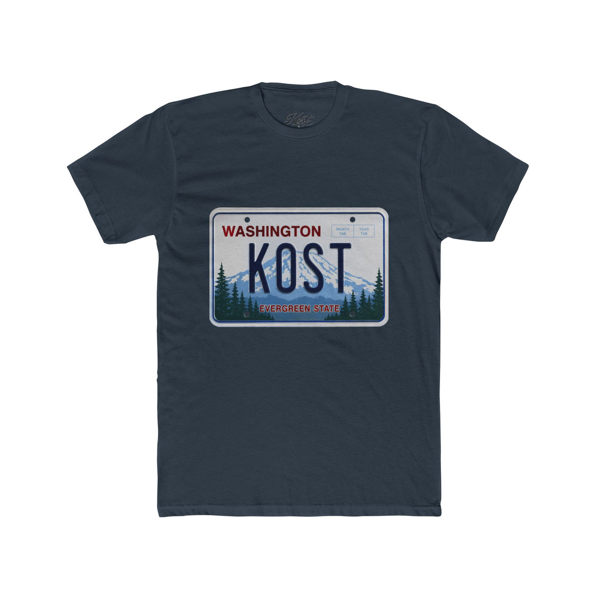 Washington License Plate Tee — 'KOST' Mountain Forest Graphic Shirt