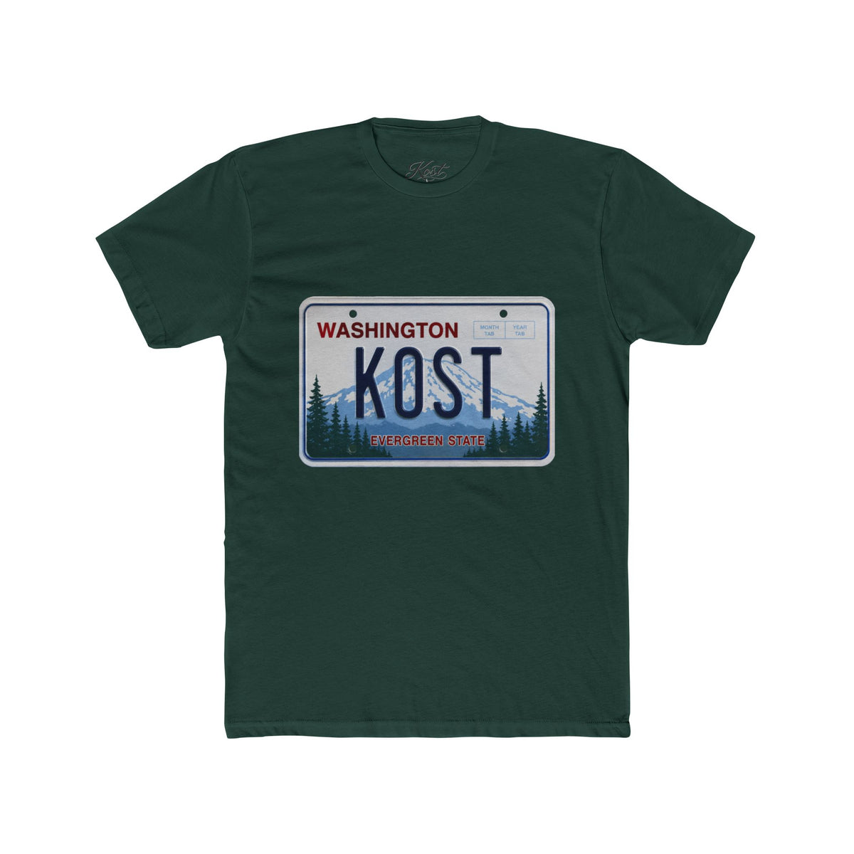 Washington License Plate Tee — 'KOST' Mountain Forest Graphic Shirt