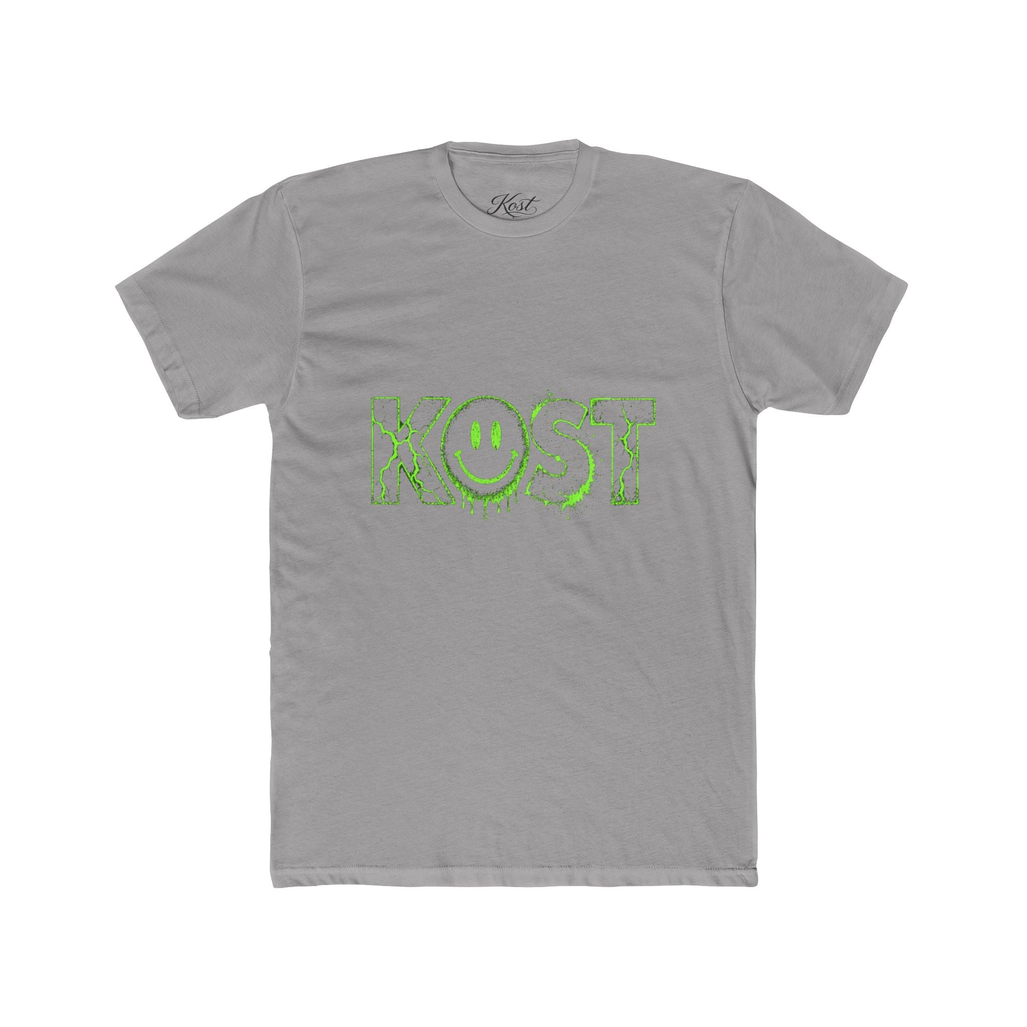 KOST Smiley Graphic Tee — Neon Green Drip Logo Cotton T-Shirt