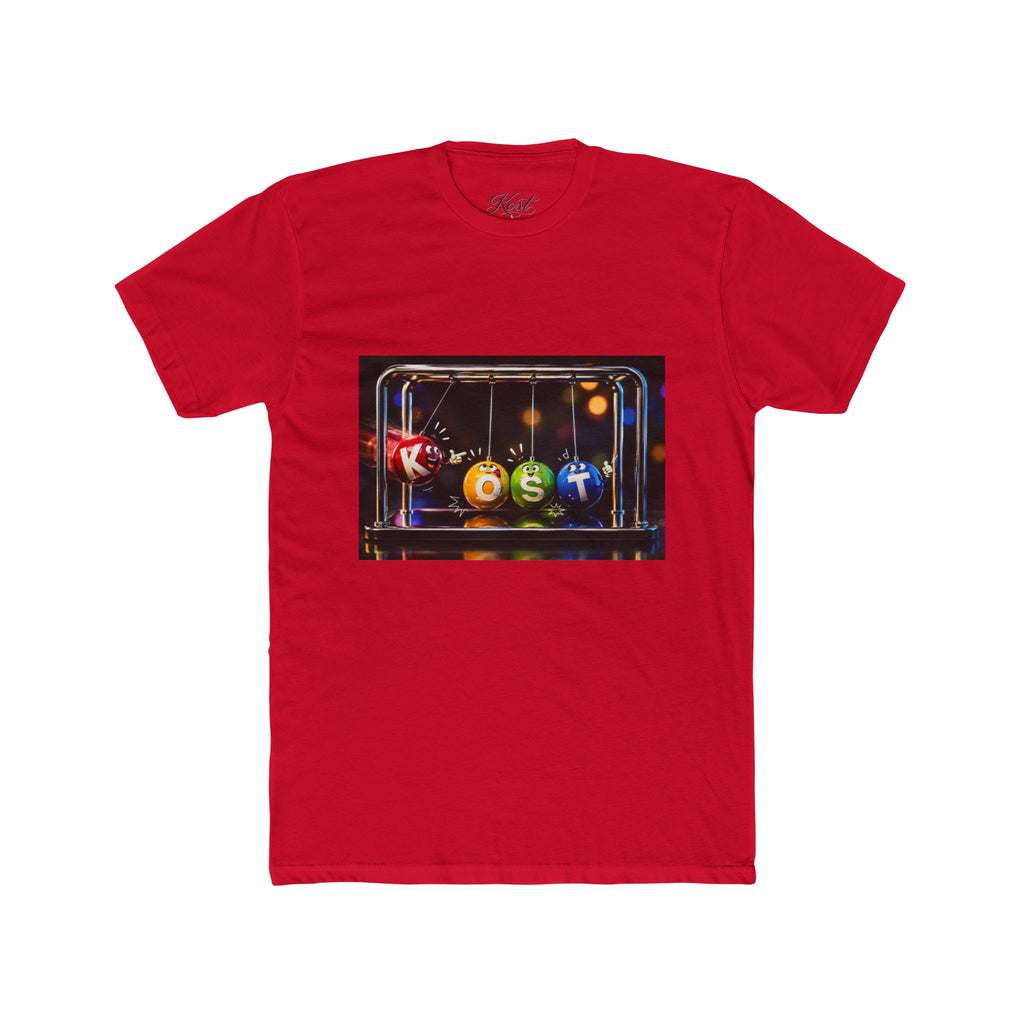 Newton's Cradle Kinetic Art Tee — 'Kest' Logo Graphic Cotton Shirt