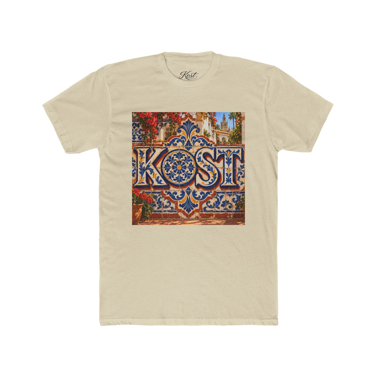 Ornate Blue and Red Tile Pattern T-Shirt