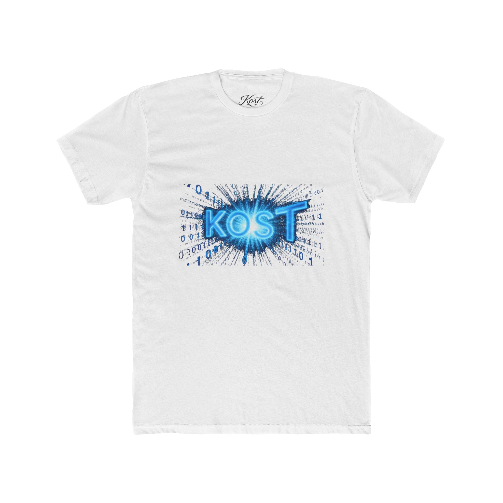 KOST Blue Burst Graphic Tee — Retro Tech Logo T-Shirt