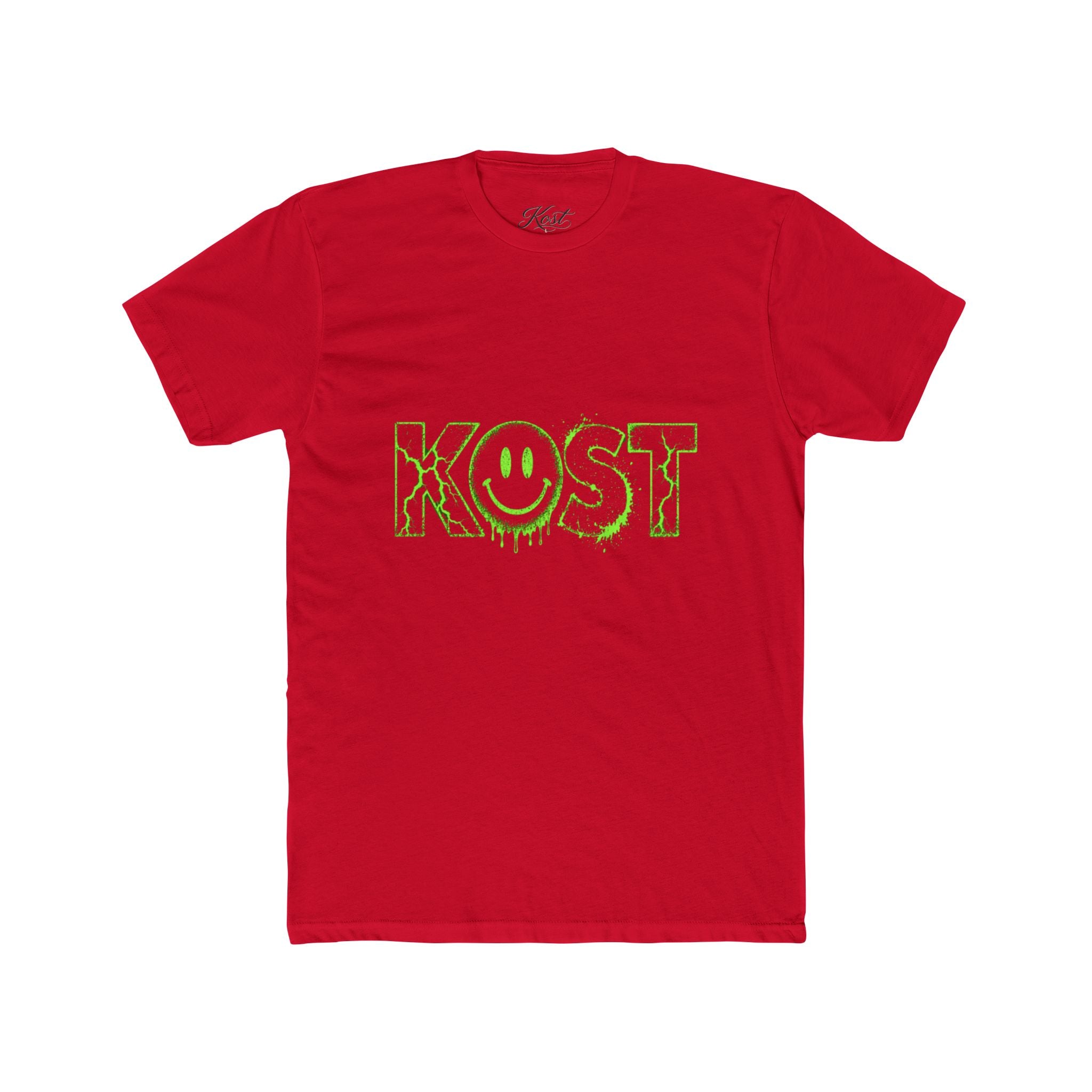 KOST Smiley Graphic Tee — Neon Green Drip Logo Cotton T-Shirt