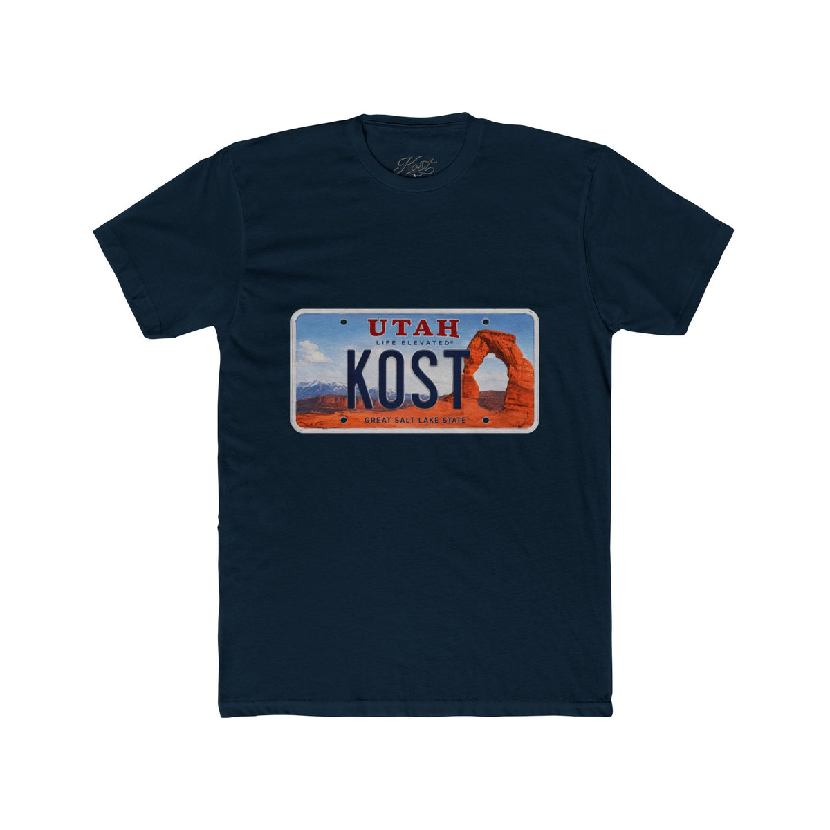 Utah License Plate Tee - 'KOST' Arches National Park Graphic Shirt