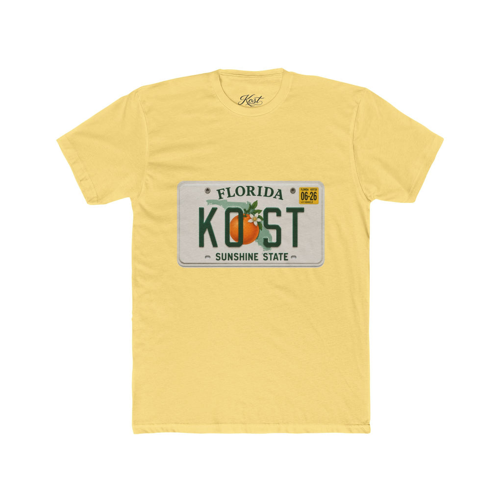 Florida License Plate Tee - 'KOST' Sunshine State Orange Design