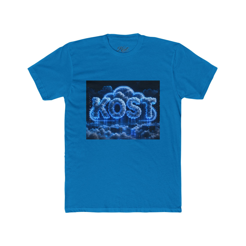 Cloud Glow T‑Shirt — 'KOST' Neon Blue Cloud Graphic Tee