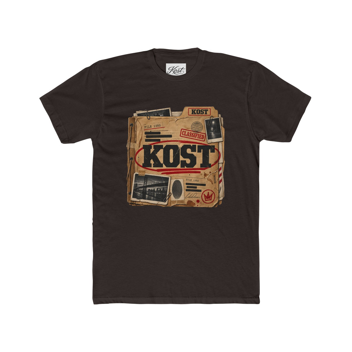 Vintage Radio Collage Tee — "KOST" Retro Music Graphic Shirt