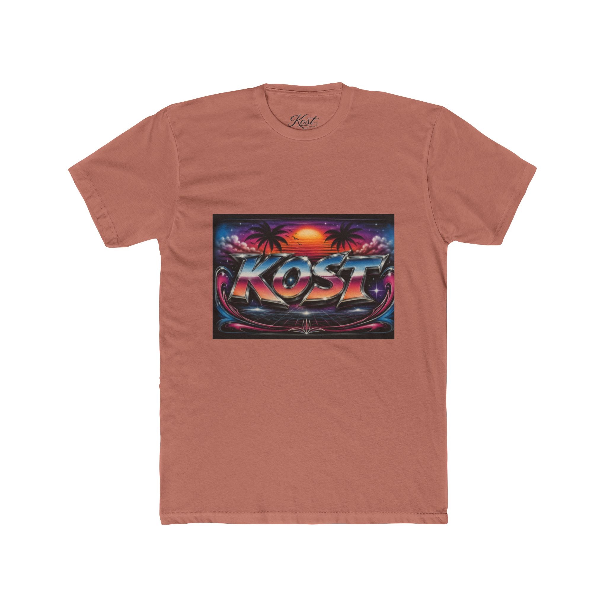 KOST Retro Sunset Tee — 80s Vaporwave Beach Graphic T-Shirt